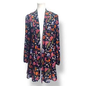 Cabi‎ Cardigan Floral Print Black Pink Orange Size S Womens Open Front Layering